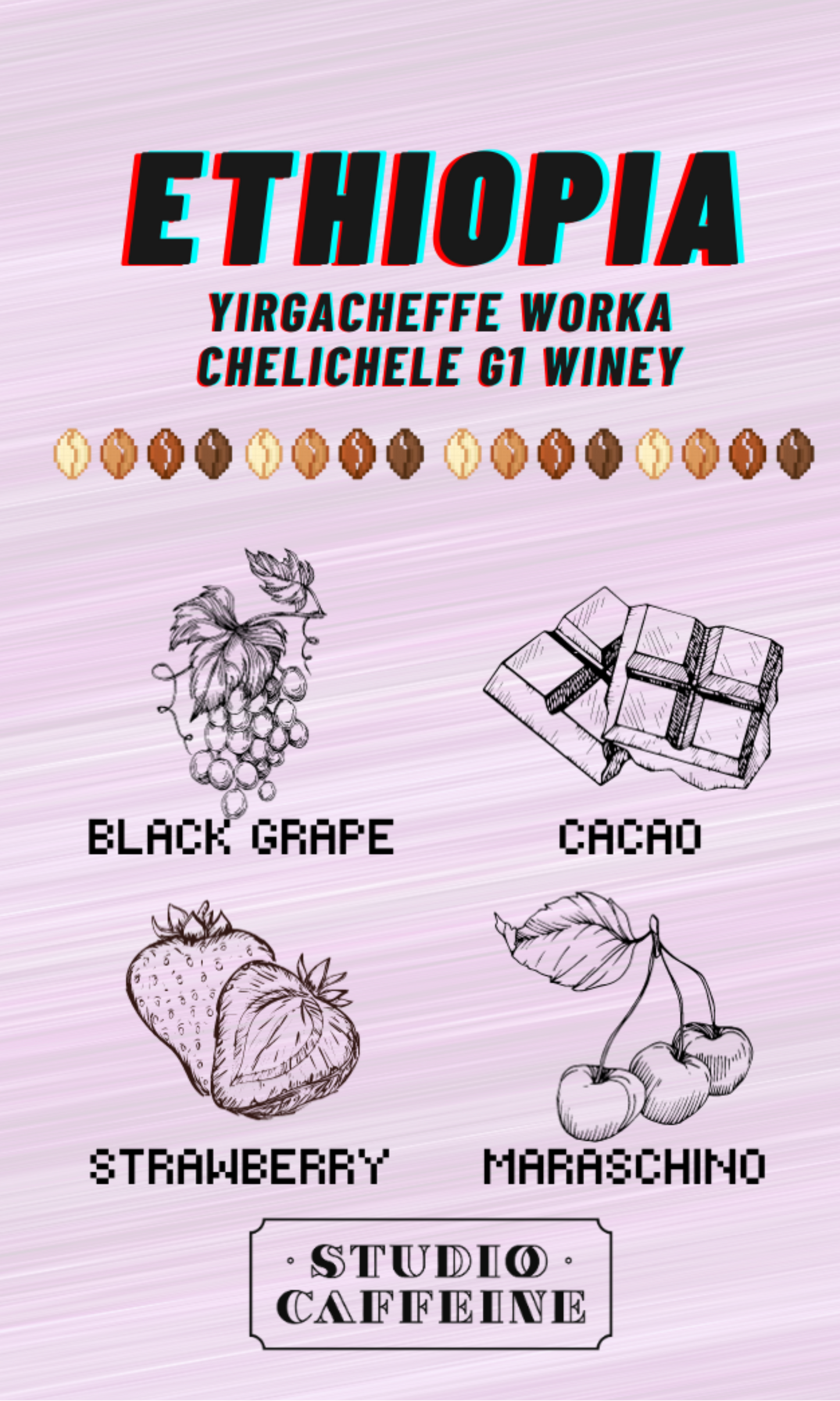 Ethiopia Yirgacheffe Worka Chelichele Winey Natural coffee bean fresh roasted by Studio Caffeine
