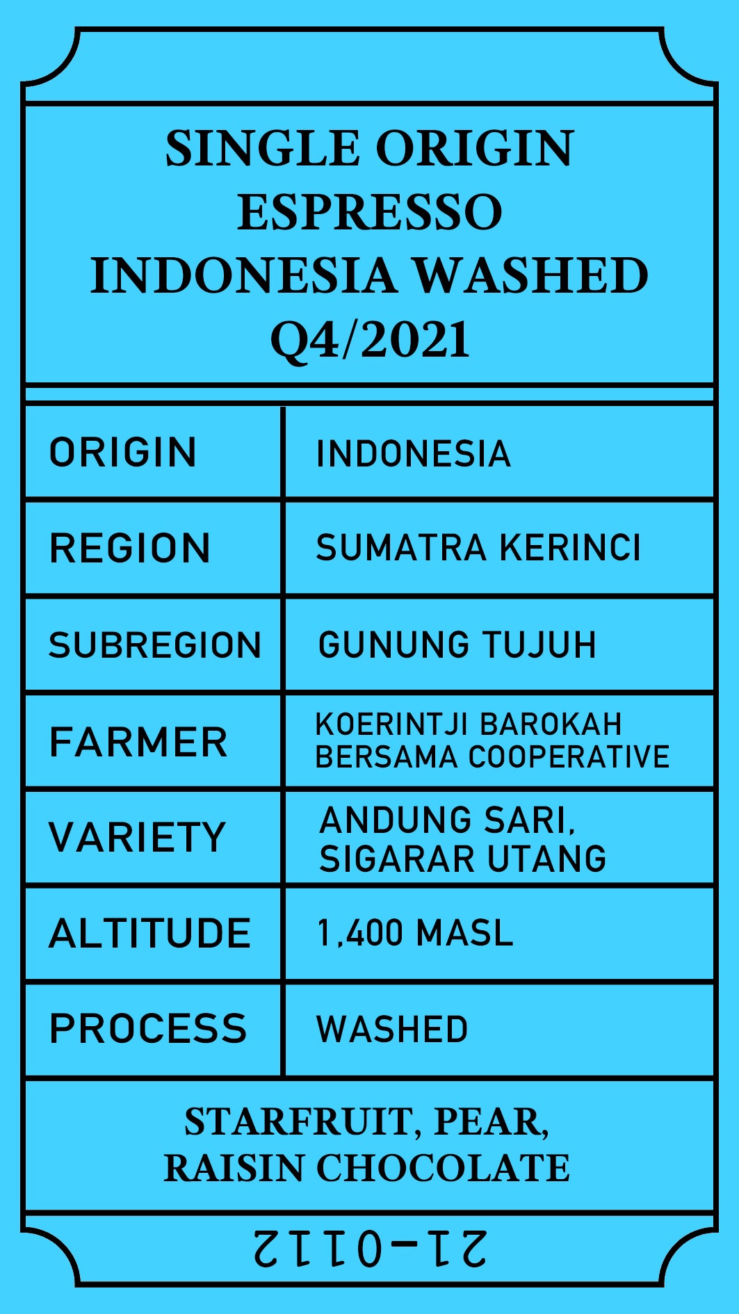 SOE Indonesia Washed Q4/2021