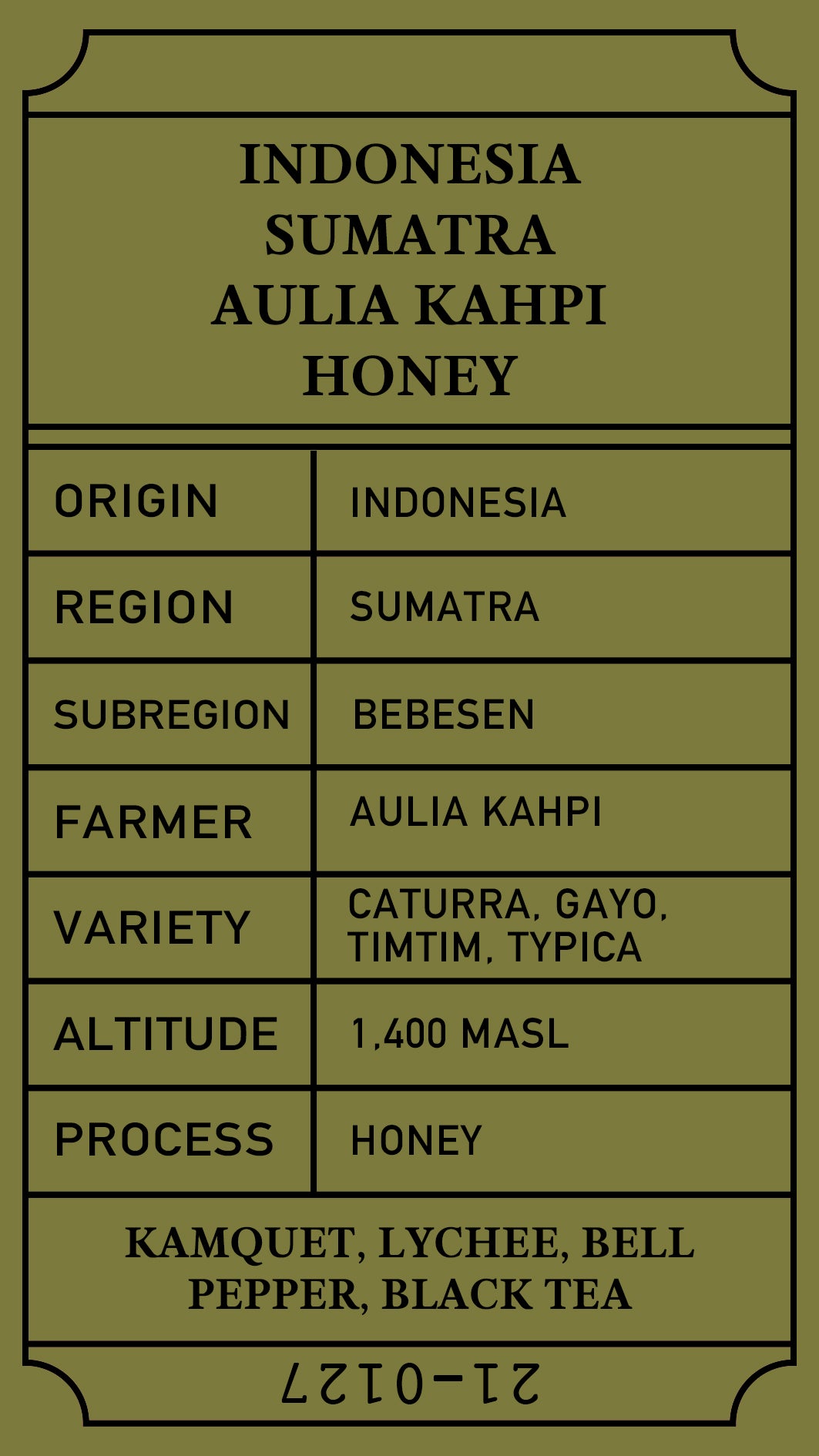 อินโดนีเซียสุมาตรา Aulia Kahpi น้ำผึ้ง