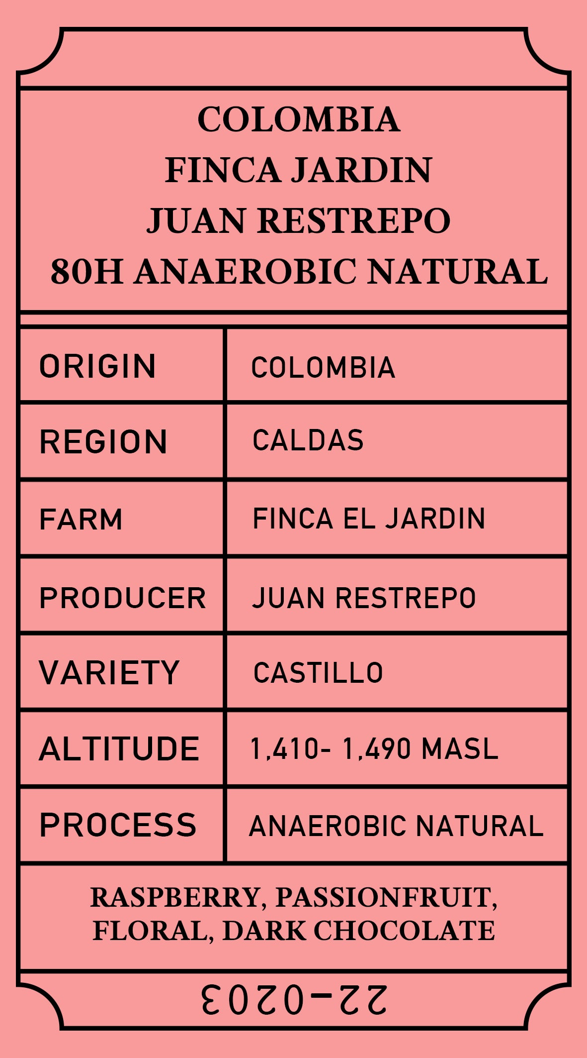 Colombia 80H El Jardin Anaerobic Natural