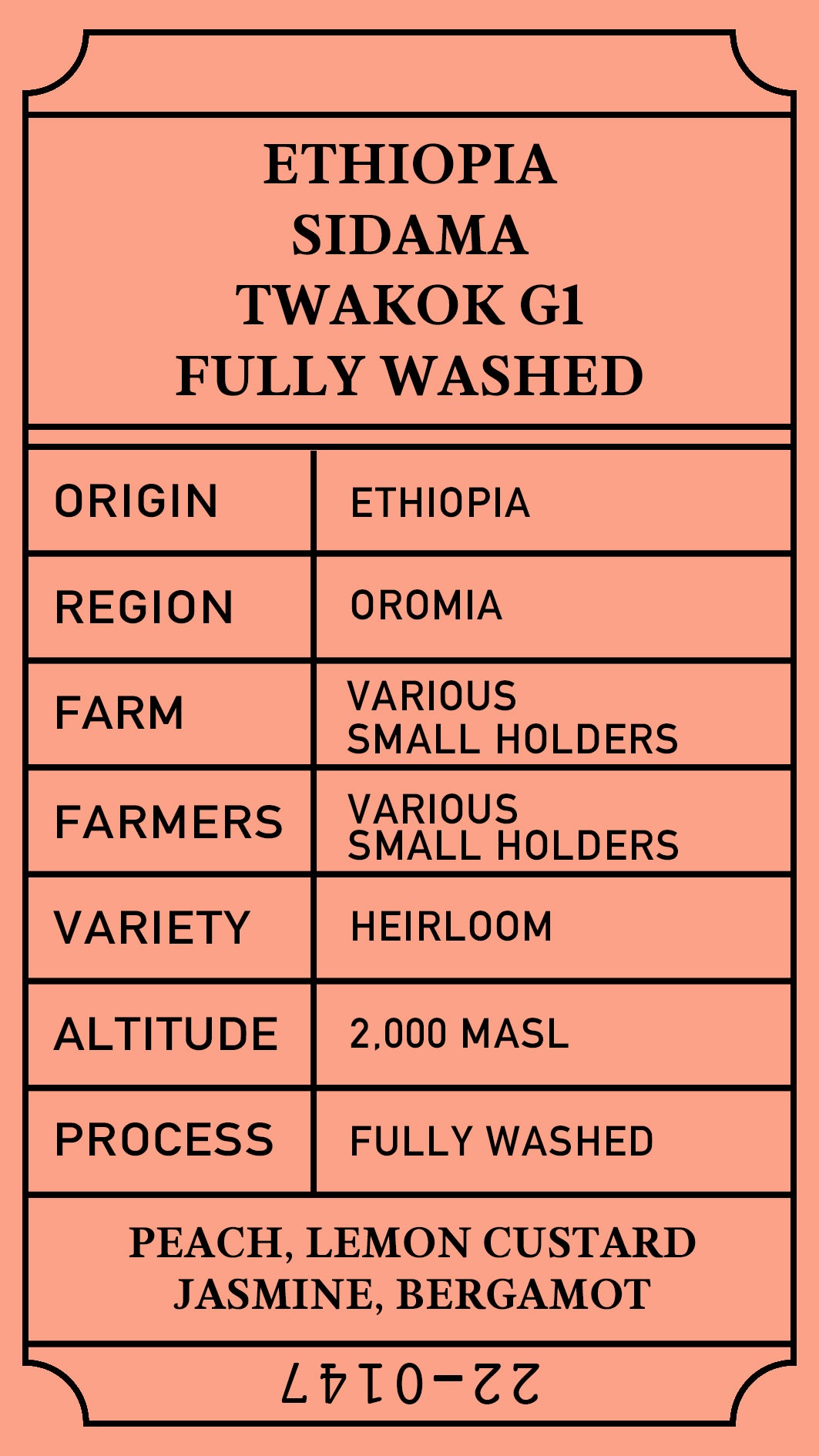 Ethiopia Sidama Oromia Twakok G1 Washed