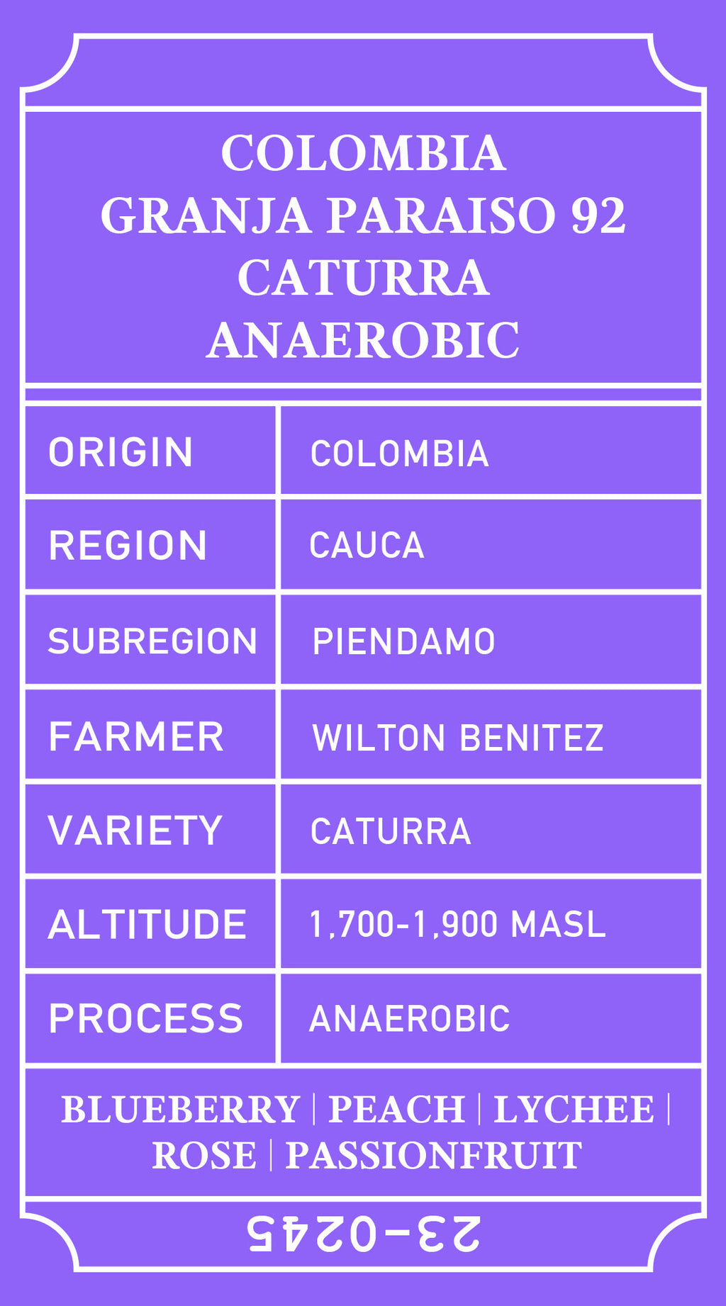Colombia Granja Paraiso 92 P-03 Caturra Anaerobic