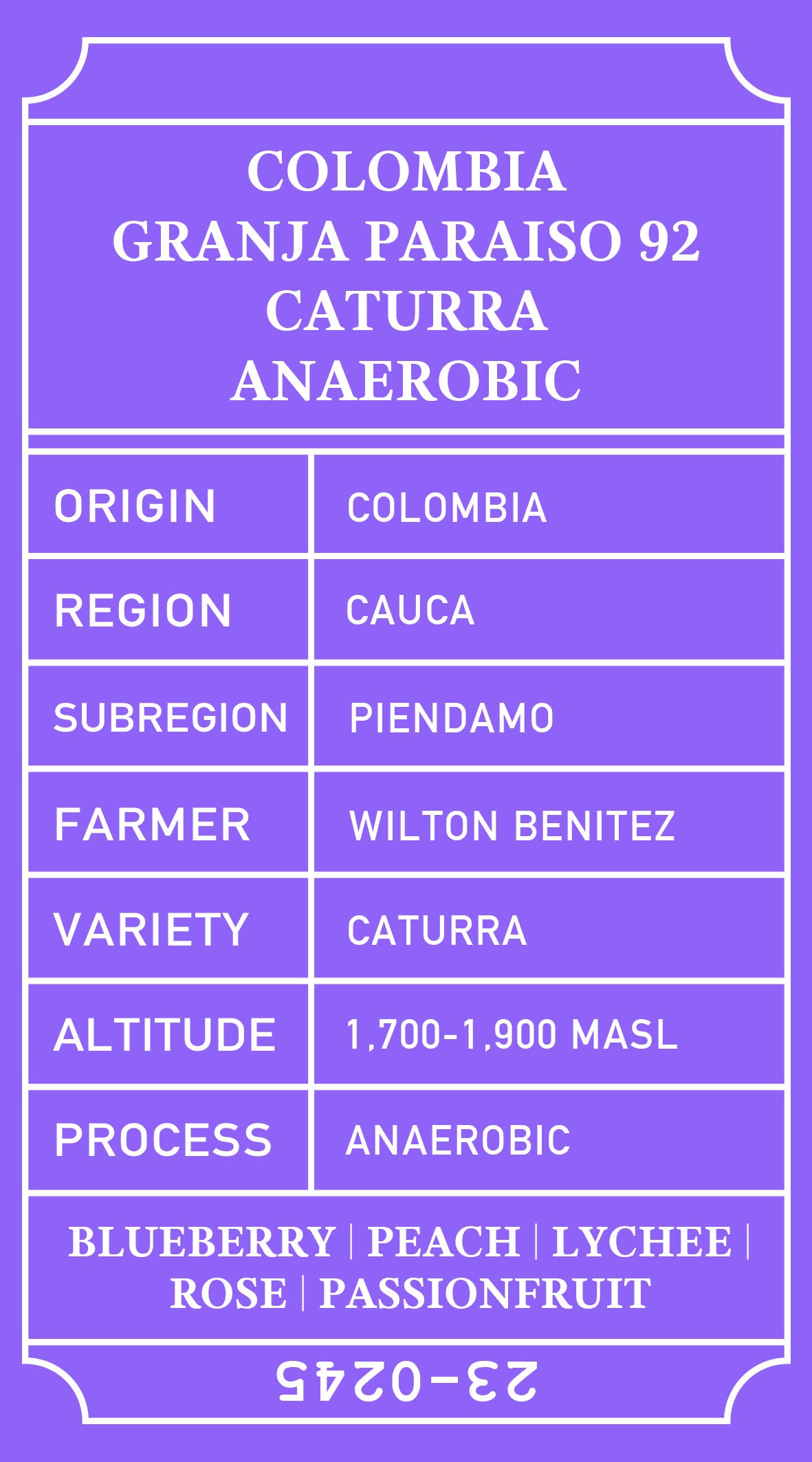 Colombia Granja Paraiso 92 P-03 Caturra Anaerobic