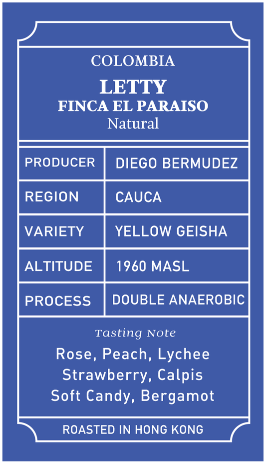 Colombia Finca El Paraiso LETTY Yellow Geisha Double Anaerobic