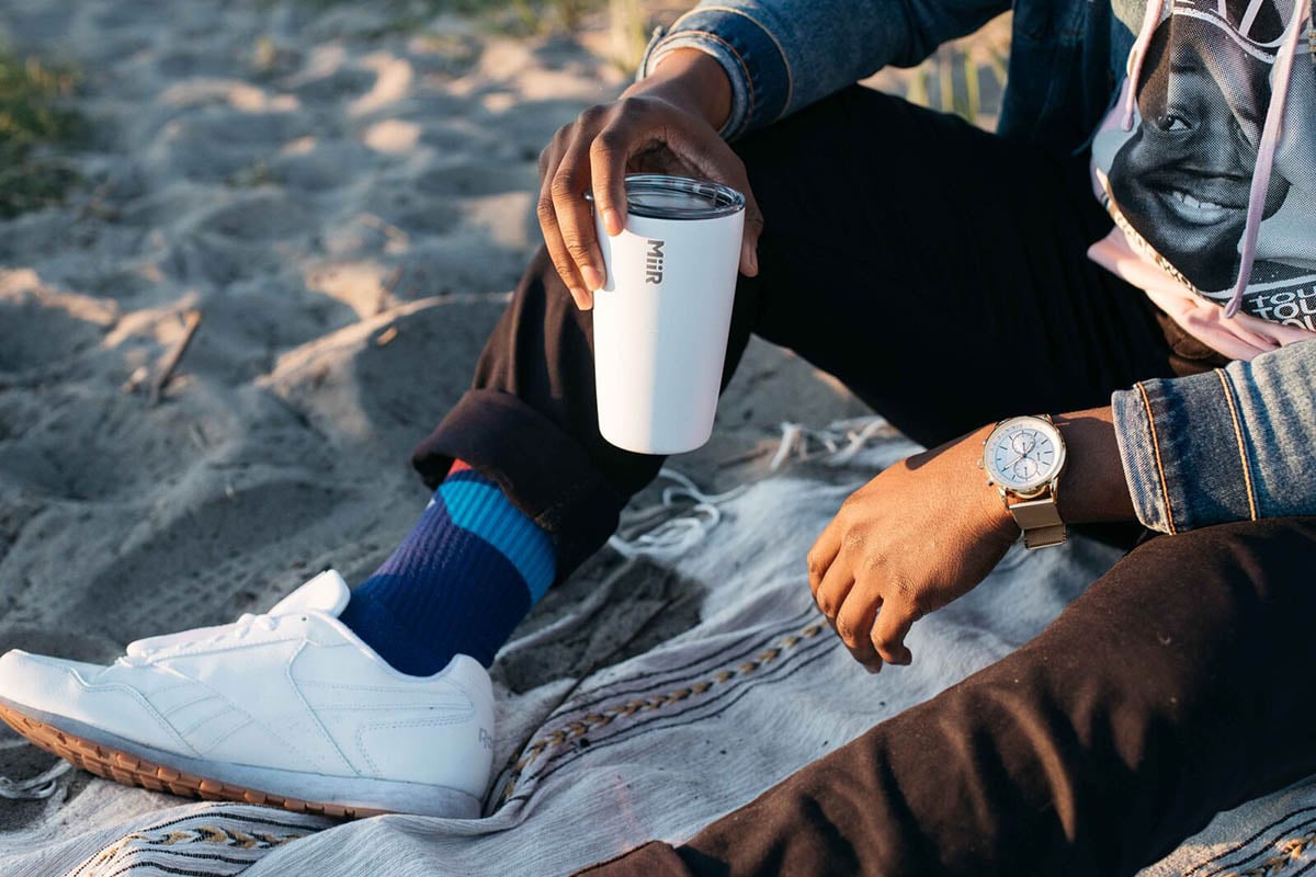 life style MiiR 8oz tumbler white colour used in real life