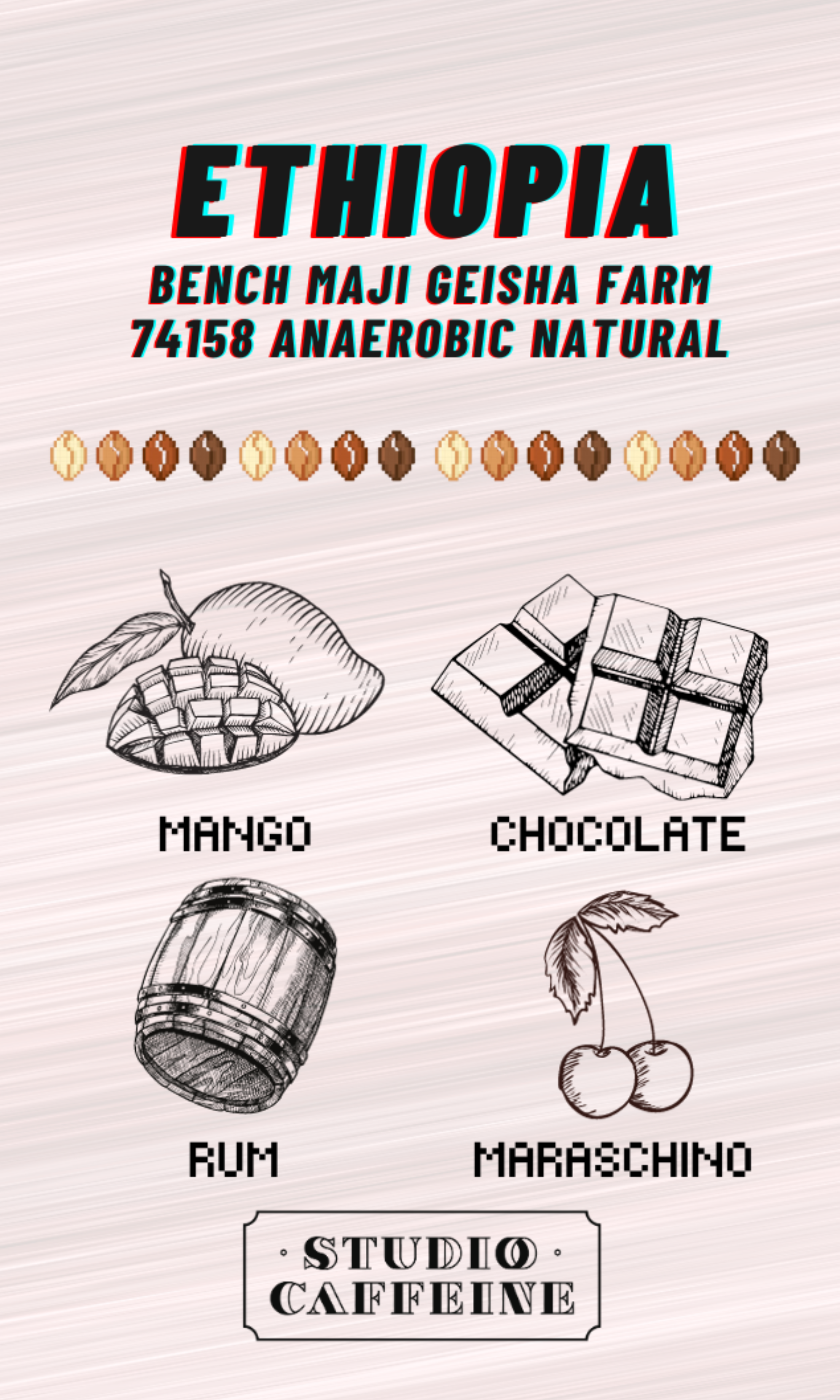 Ethiopia Bench Maji Gesha Farm Anaerobic Natural coffee bean fresh roasted by Studio Caffeine