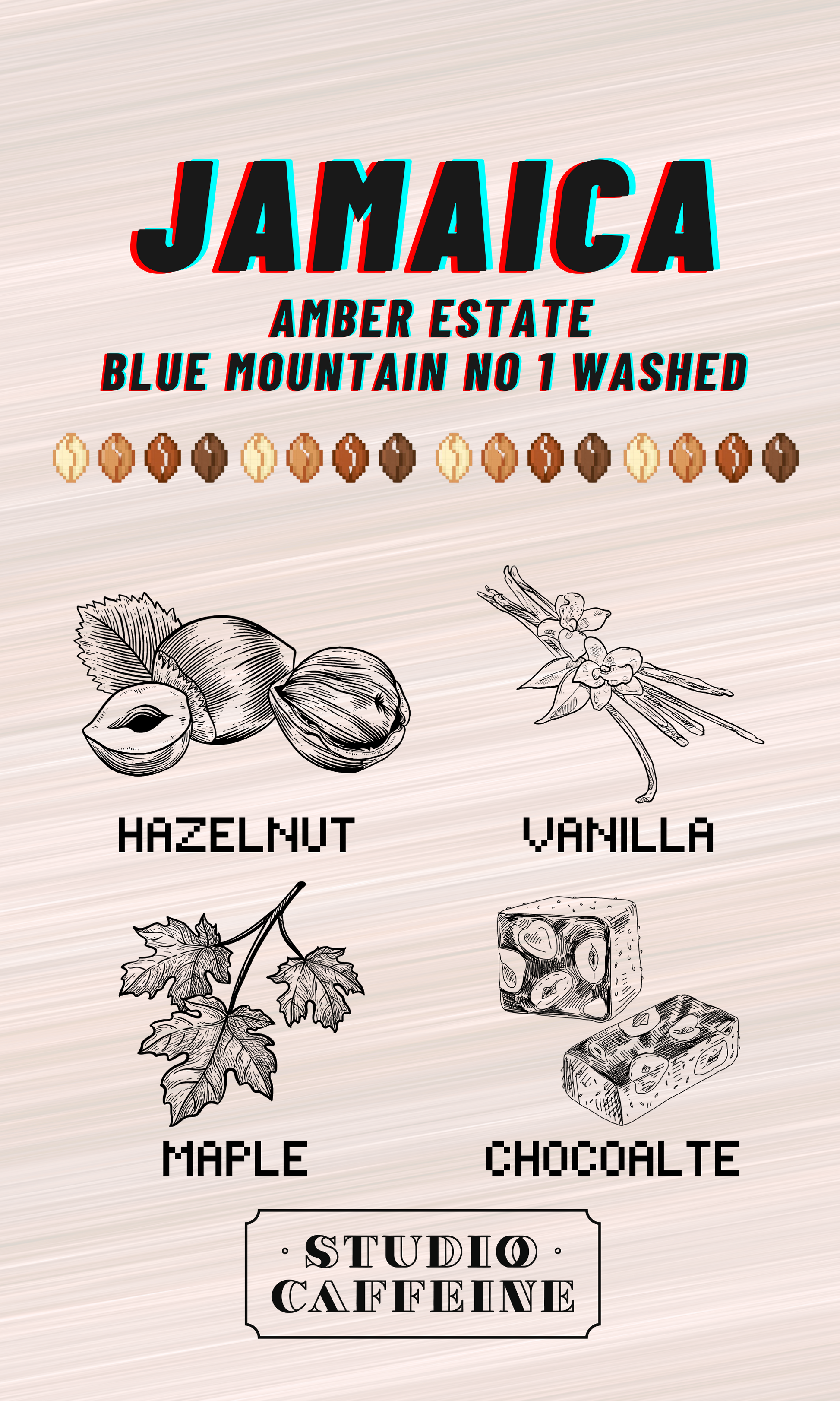 Jamica Amber Estate Blue Mountain No1 Washed coffee bean fresh roasted by Studio Caffeine