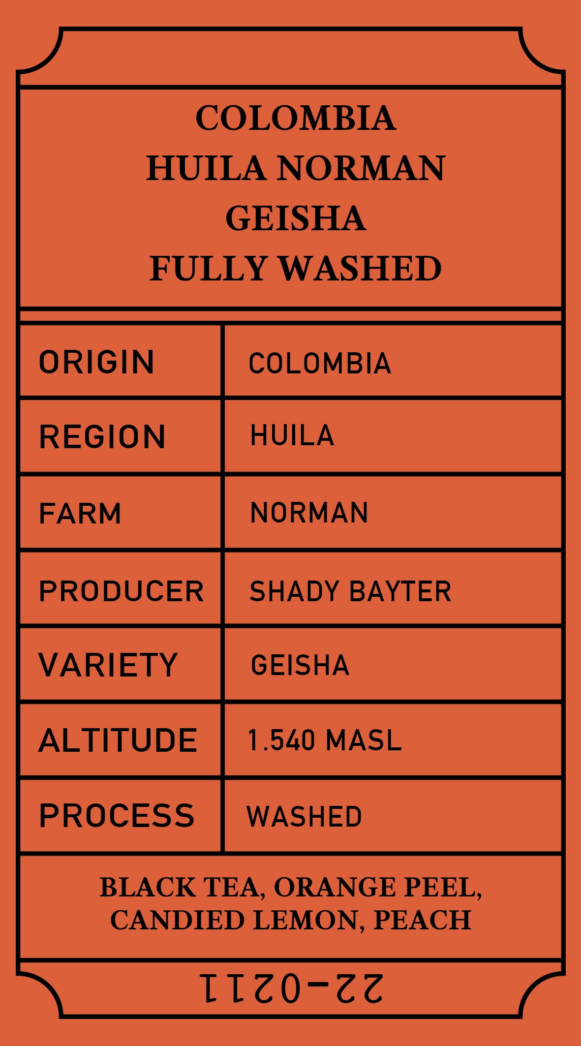 Colombia Huila Norman Geisha Fully Washed