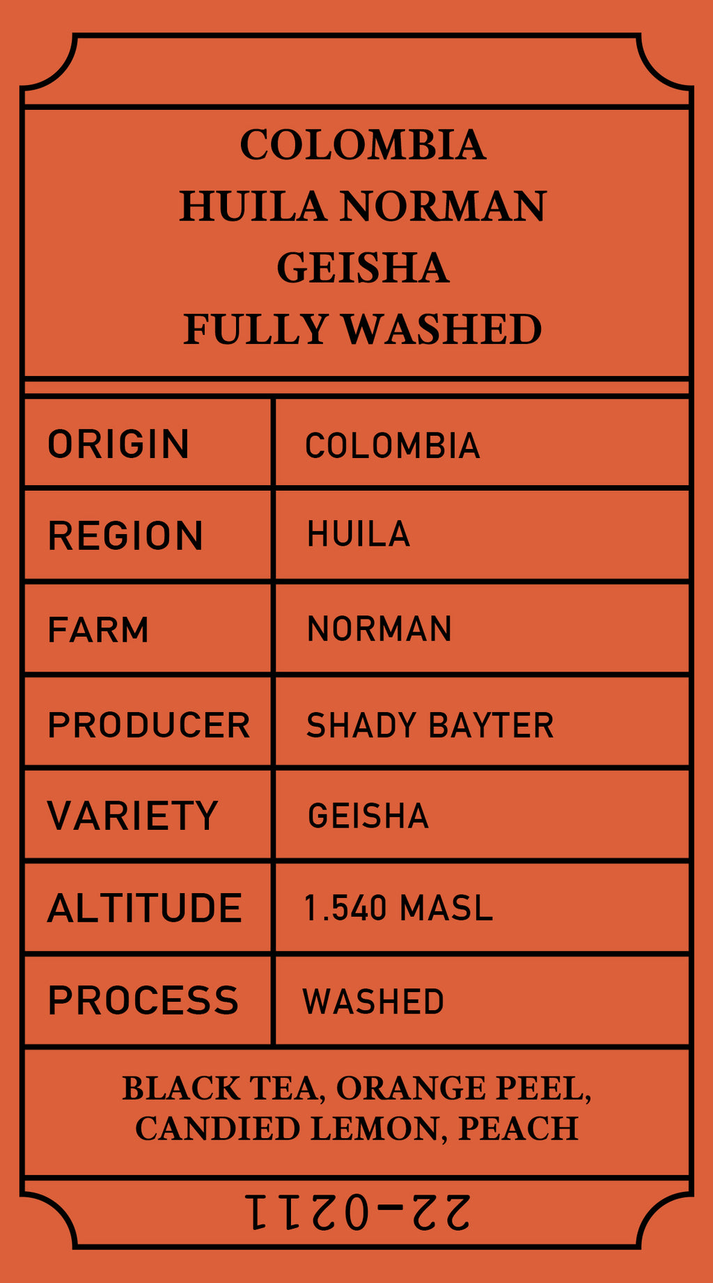 Colombia Huila Norman Geisha Fully Washed