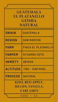 Guatemala San Marcos El Platanillo El Mirador Geisha Natural