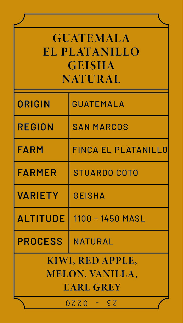 Guatemala San Marcos El Platanillo El Mirador Geisha Natural
