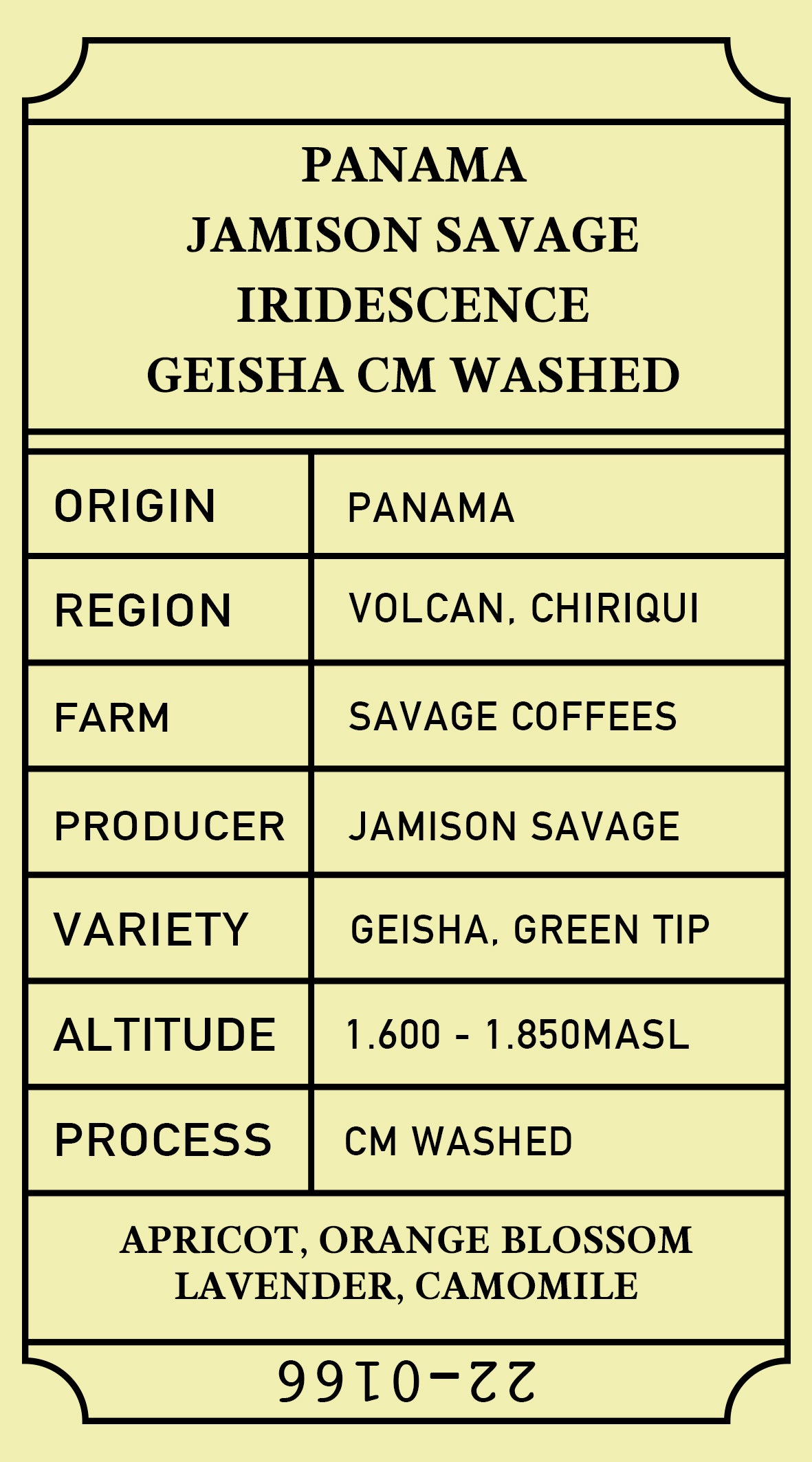 Panama Jamison Savage IRIDESCENCE Geisha CM Washed