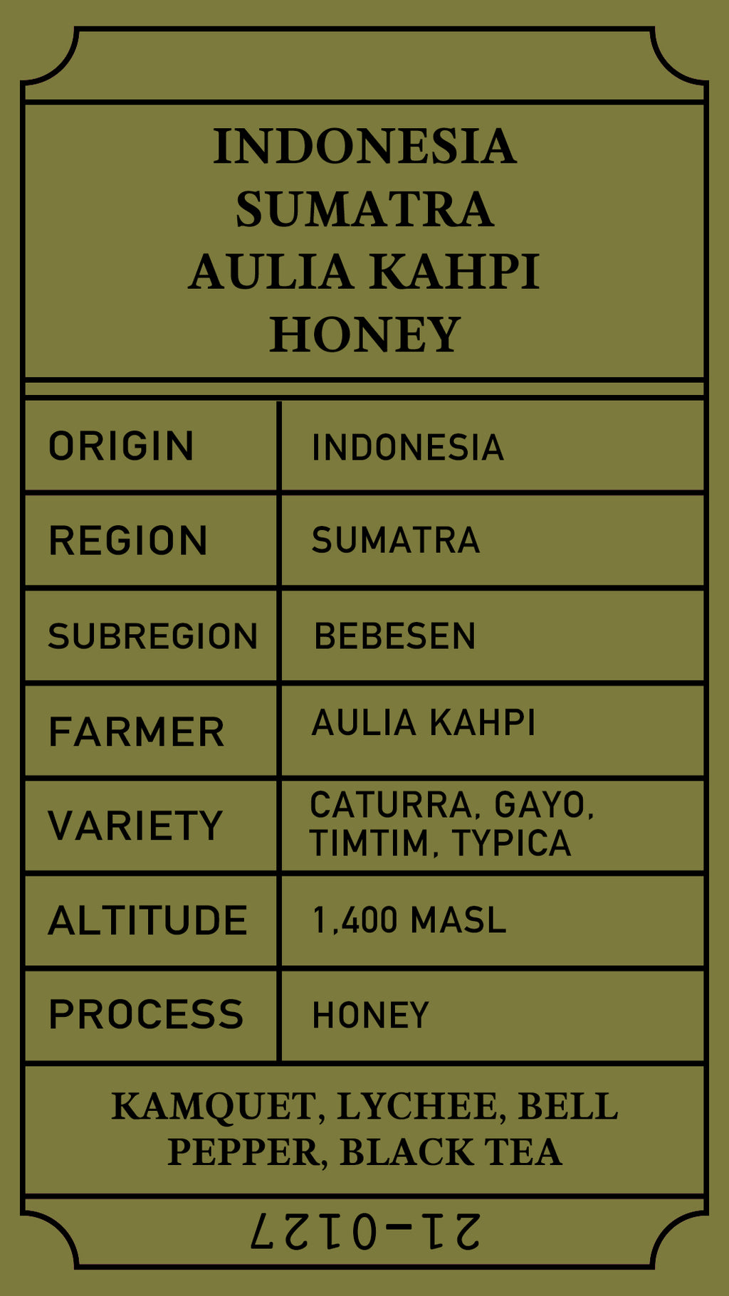 อินโดนีเซียสุมาตรา Aulia Kahpi น้ำผึ้ง