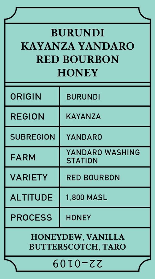 บุรุนดี Kayanza Yandaro น้ำผึ้ง Red Bourbon