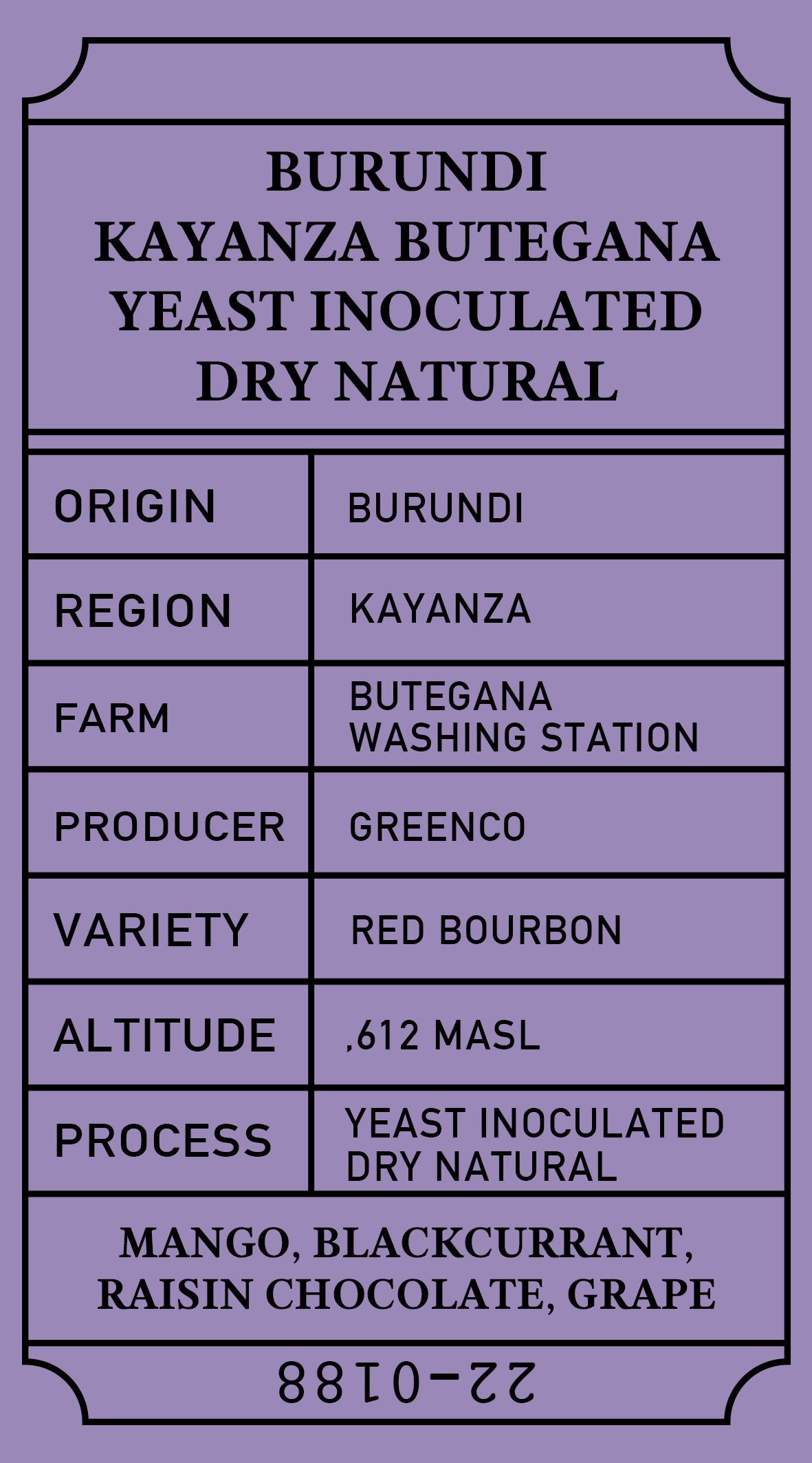 Burundi Butegana Intenso Dry Natural