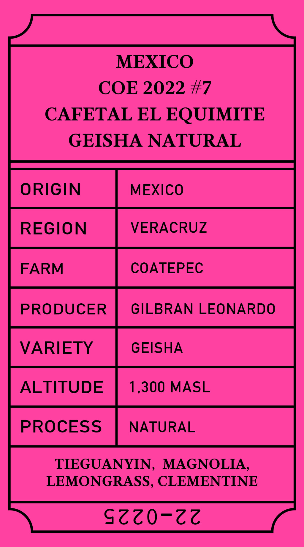 coffee bean Mexico COE #7 Cafetal el Equimite Geisha Natural