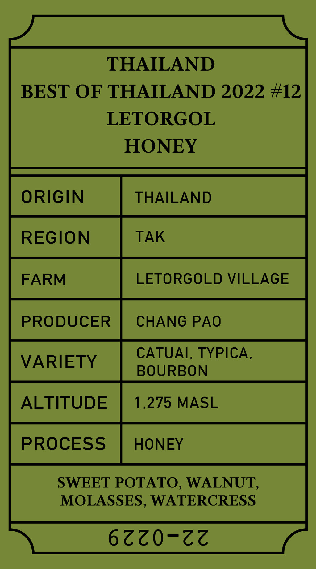 coffee bean Thailand Letorgol Village COE #12