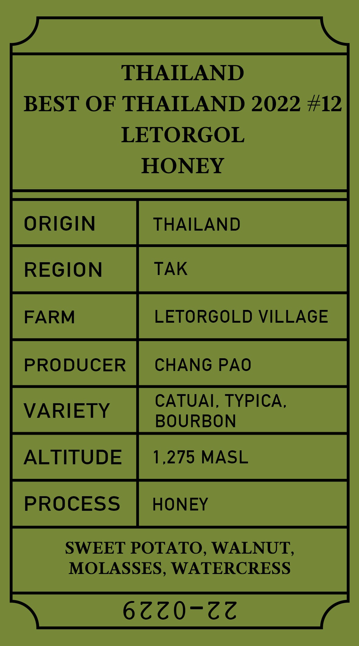 coffee bean Thailand Letorgol Village COE #12