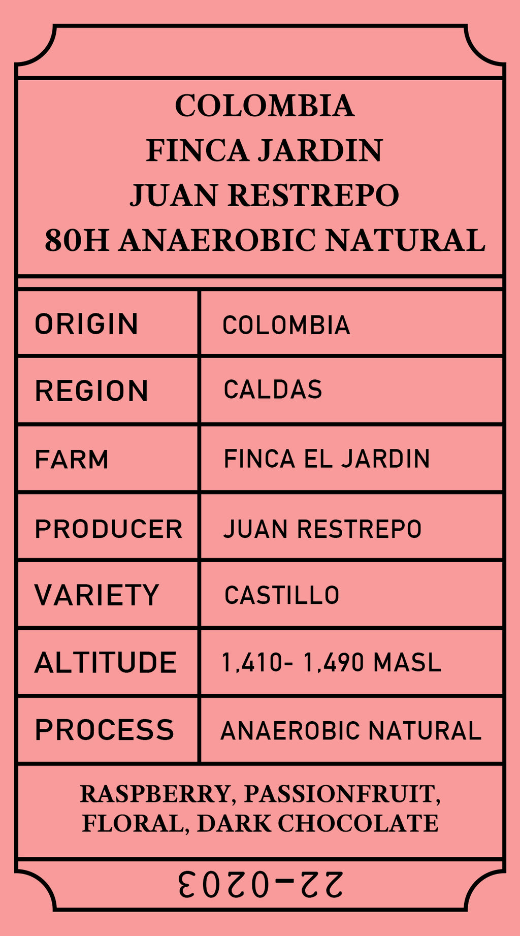 Colombia 80H El Jardin Anaerobic Natural