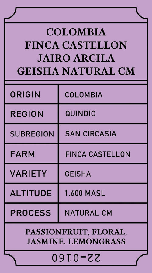 Colombia Finca Castellon Geisha Natural CM