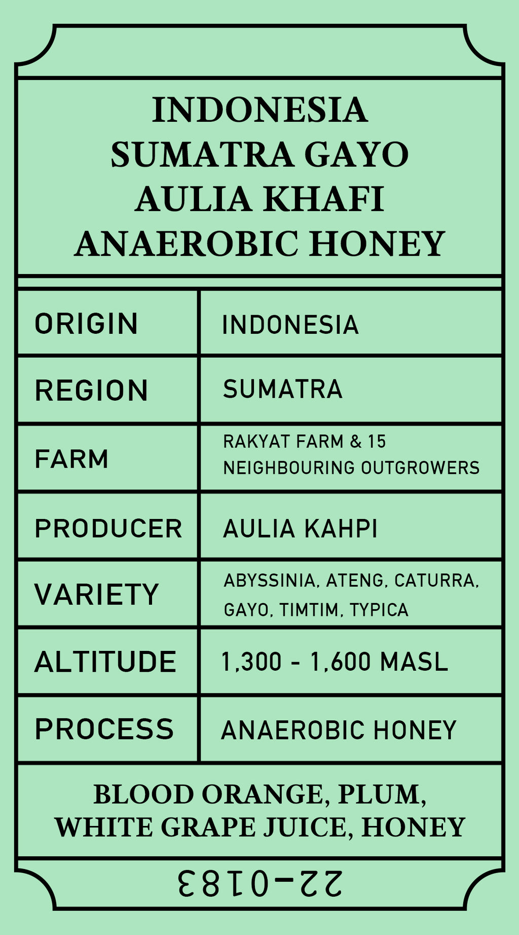 Indonesia Sumatra Aulia Kahpi Anaerobic Honey