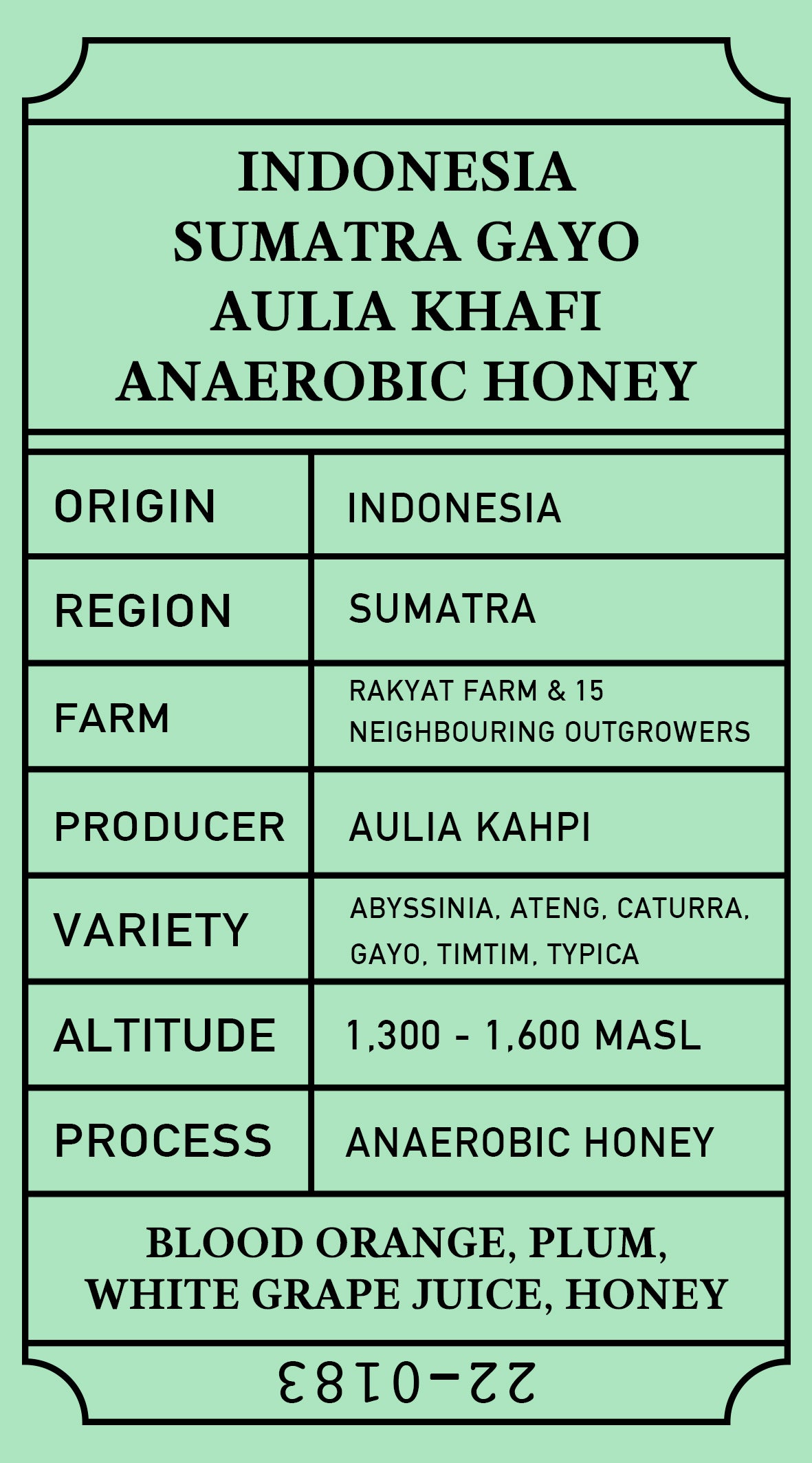Indonesia Sumatra Aulia Kahpi Anaerobic Honey