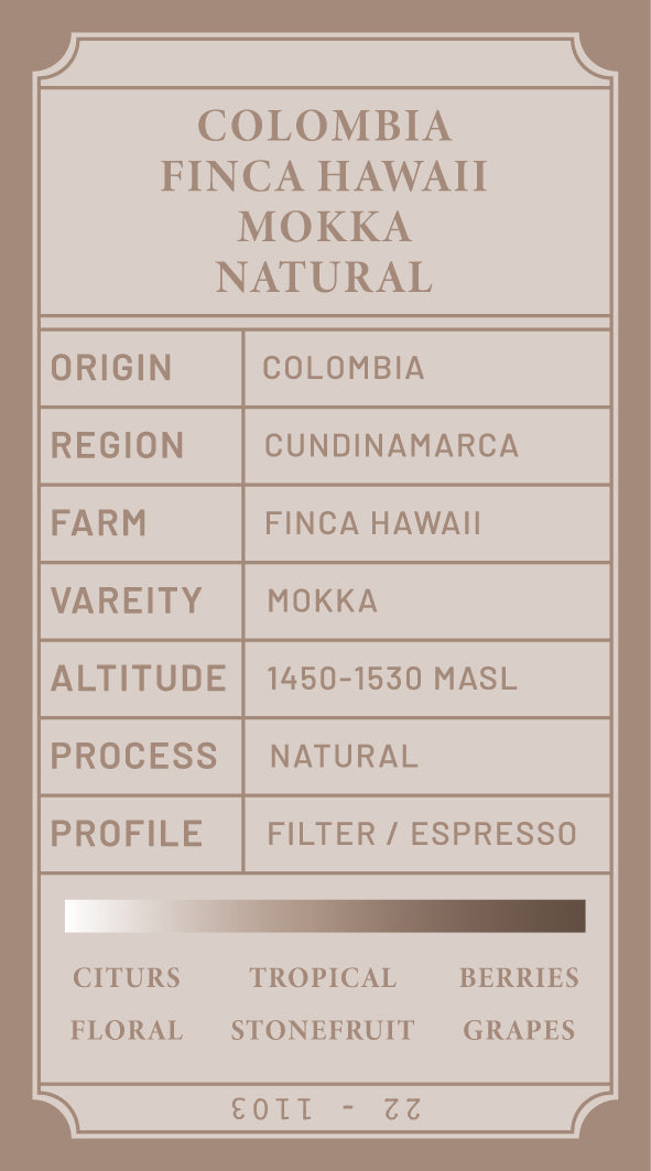 Colombia Finca Hawaii Mokka Natural