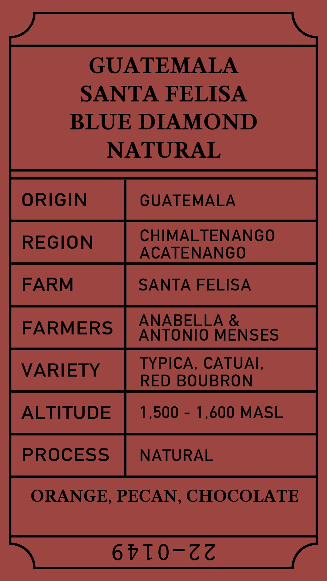 Guatemala Santa Felisa Blue Diamond Natural